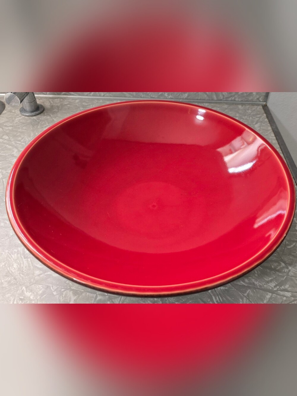 VDS Val Do Sol Ceramics Pottery Red Serving Bowl 12"